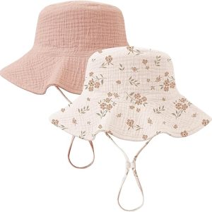 2-Pack Muslin Baby Sun Hats – Breathable UV Protection for Infants
