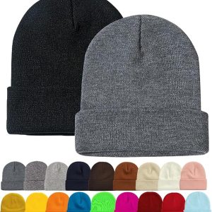 Single & 2-Pack Men's Beanies – Winter Knit Skull Caps for Cold Weather