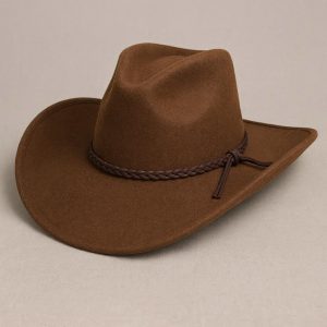 Unisex Wide-Brim Cowboy Hat – Western Style Felt for Costume Events
